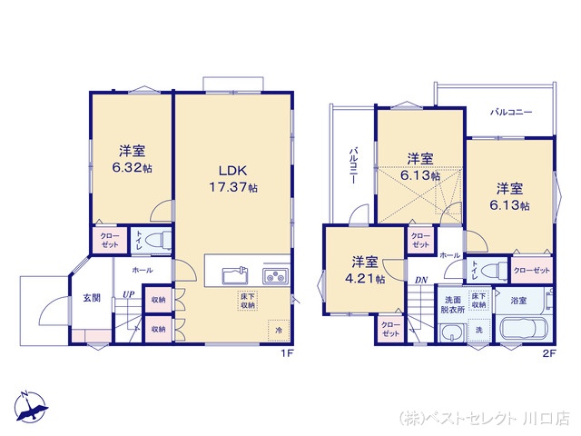 埼玉県川口市南鳩ヶ谷7丁目の新築戸建て 4LDK間取図 ※図面と異なる場合は現況を優先