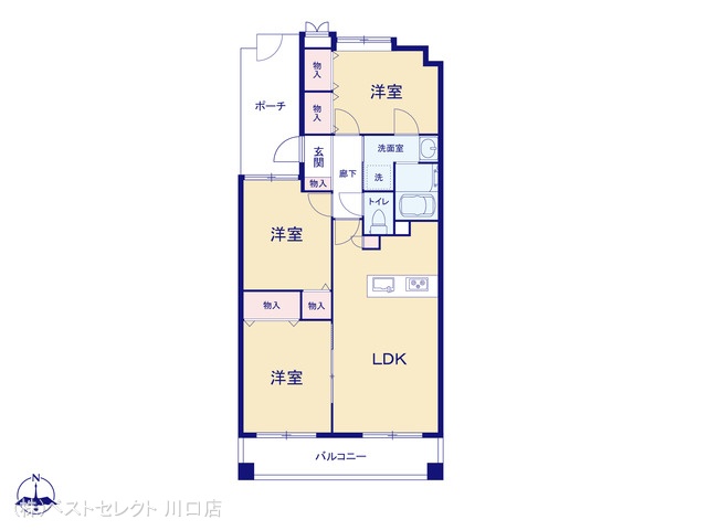 埼玉県川口市大字里のマンション『シーズガーデングリーンパティオ』 3LDK間取図 ※図面と異なる場合は現況を優先