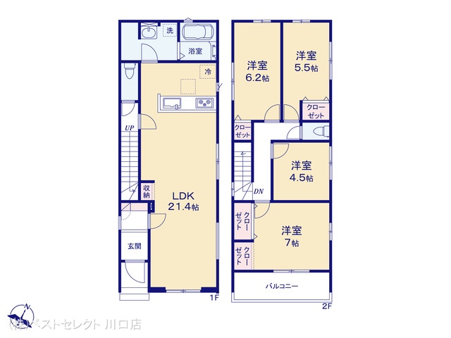 埼玉県川口市戸塚境町の新築戸建て 4LDK間取図 ※図面と異なる場合は現況を優先