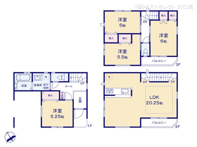 埼玉県蕨市中央7丁目の新築戸建て 4LDK間取図 ※図面と異なる場合は現況を優先