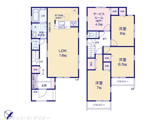 東京都江戸川区江戸川1丁目の新築戸建て 3SLDK間取図 ※図面と異なる場合は現況を優先