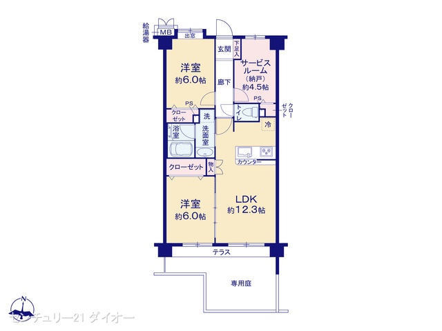 東京都葛飾区東立石3丁目のマンション『エヴァーグリーン立石』 2SLDK間取図 ※図面と異なる場合は現況を優先