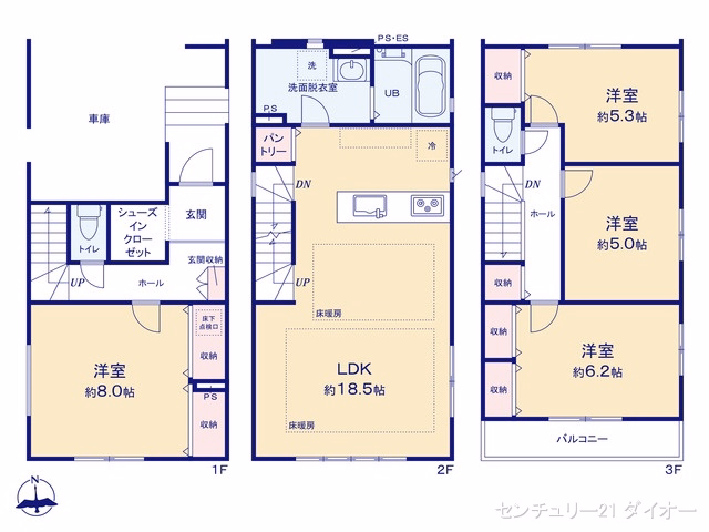 新築戸建て 江戸川区中央8期 1号棟 間取図