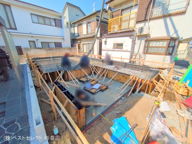 東京都杉並区本天沼1丁目の新築戸建て基礎写真 2025年2月27日撮影