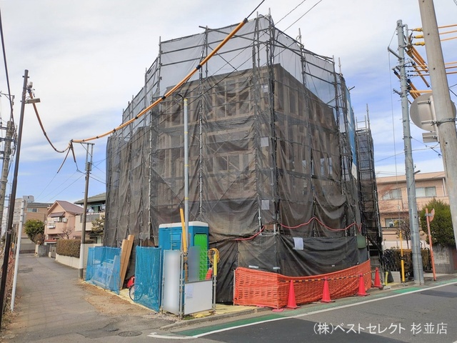 東京都中野区野方6丁目の新築戸建て上棟写真 2026年2月5日撮影