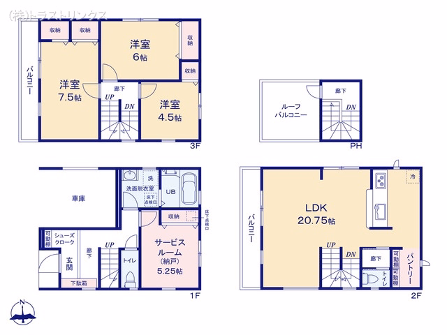 新築戸建て 江戸川区西葛西8丁目 1号棟 間取図