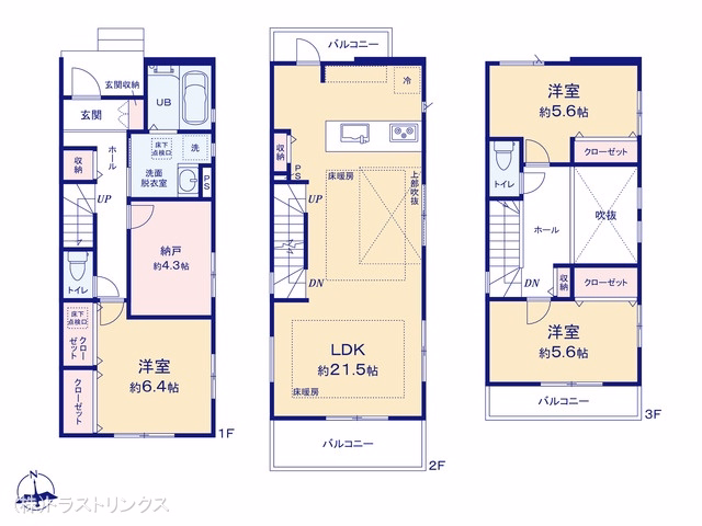 江戸川区鹿骨2丁目(戸建)01 間取図