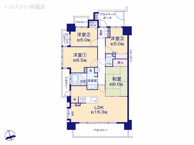 中古マンション ファミリアーレ千音寺 間取図