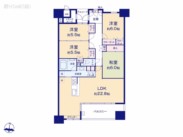 中古マンション ラドーニ甚目寺大地の館 間取図