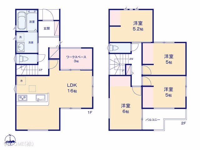 新築戸建て 海部郡第2大治町長牧中道 2号棟 間取図