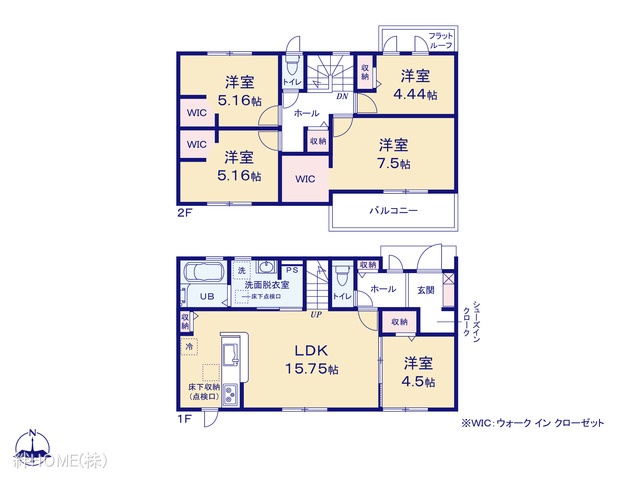 愛知県海部郡大治町大字長牧の新築戸建て 5LDK間取図 ※図面と異なる場合は現況を優先