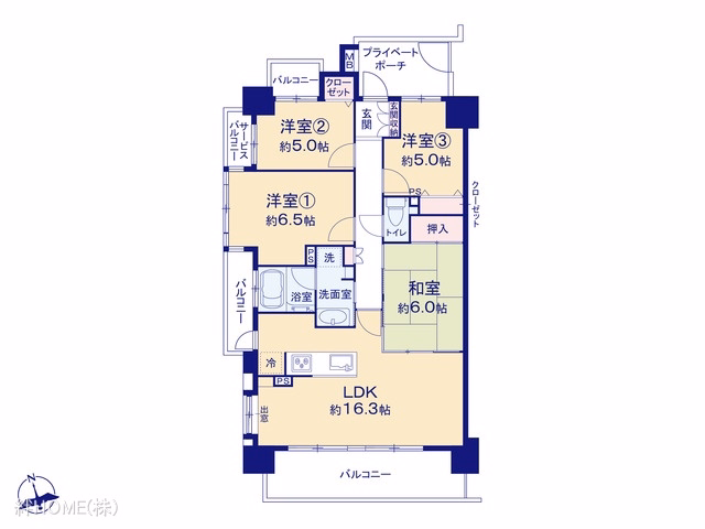 中古マンション ファミリアーレ千音寺 間取図