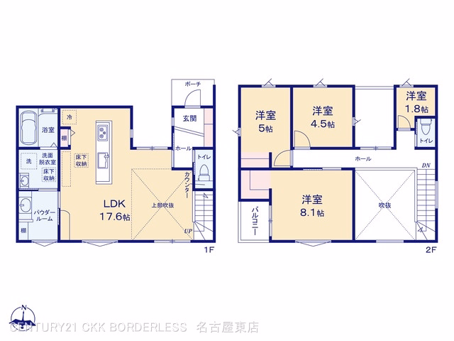 新築戸建て 名古屋市守山区城土町 1号棟 間取図