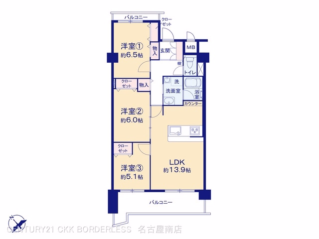 中古マンション レインボー豊明 間取図