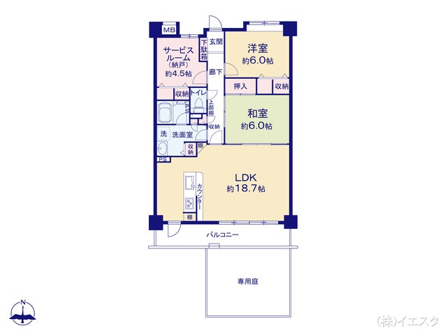 愛知県日進市栄4丁目のマンション『ライフウェルズ日進』 2SLDK間取図 ※図面と異なる場合は現況を優先