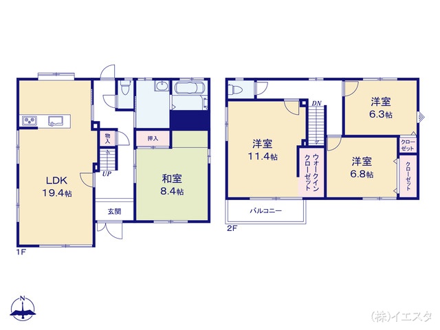 愛知県長久手市仏が根の中古戸建て 4LDK間取図 ※図面と異なる場合は現況を優先