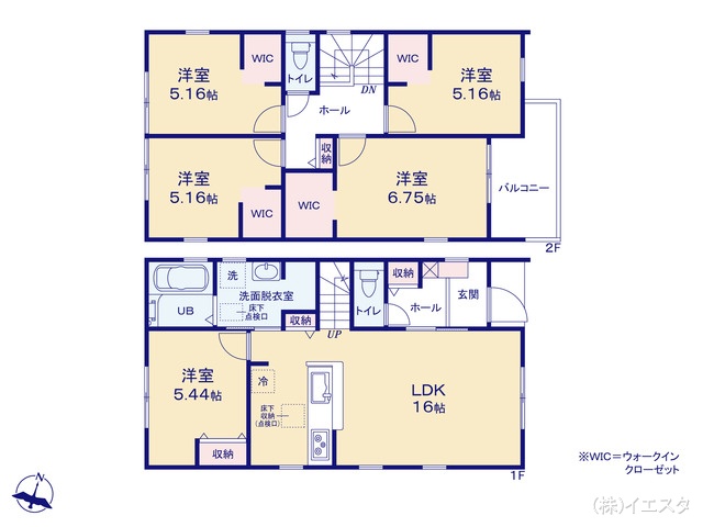 愛知県名古屋市守山区大字上志段味字東谷の新築戸建て 5LDK間取図 ※図面と異なる場合は現況を優先