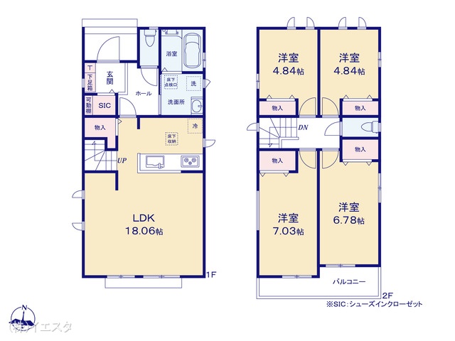 愛知県名古屋市名東区香流1丁目の新築戸建て 4LDK間取図 ※図面と異なる場合は現況を優先