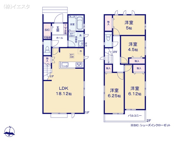 愛知県名古屋市名東区香流1丁目の新築戸建て 4LDK間取図 ※図面と異なる場合は現況を優先