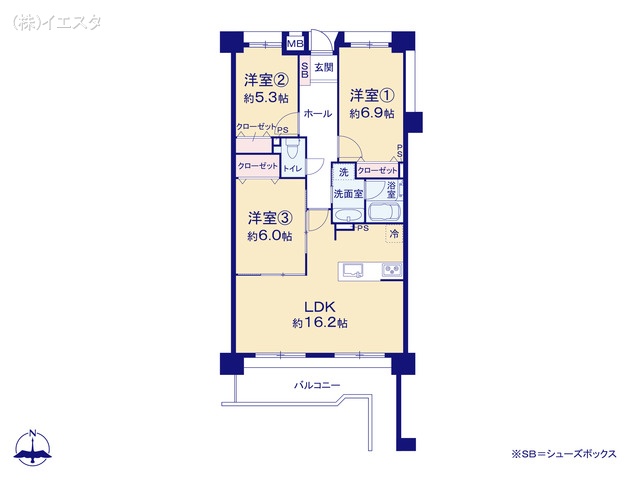 愛知県日進市浅田平子３丁目のマンション『グローリアス和合第二』 3LDK間取図 ※図面と異なる場合は現況を優先