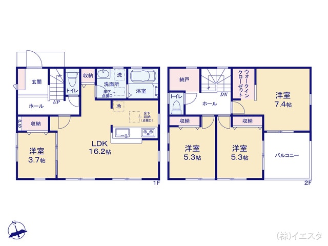 愛知県春日井市東野町西２丁目の新築戸建て 4LDK間取図 ※図面と異なる場合は現況を優先