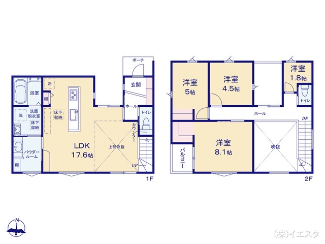 愛知県名古屋市守山区城土町の新築戸建て 4LDK間取図 ※図面と異なる場合は現況を優先