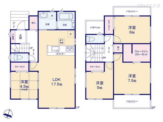 愛知県尾張旭市南新町中畑の新築戸建て 3LDK間取図 ※図面と異なる場合は現況を優先