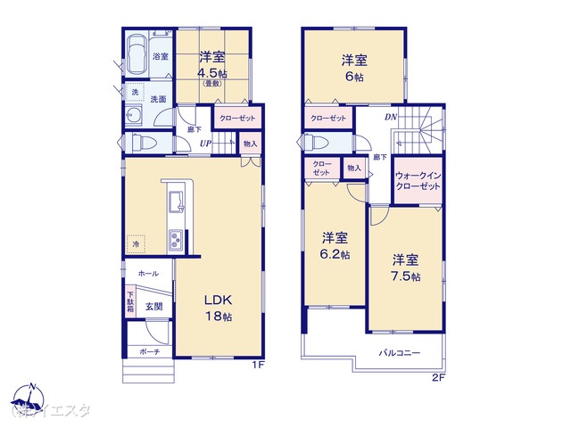 愛知県尾張旭市城山町城山の新築戸建て 4LDK間取図 ※図面と異なる場合は現況を優先