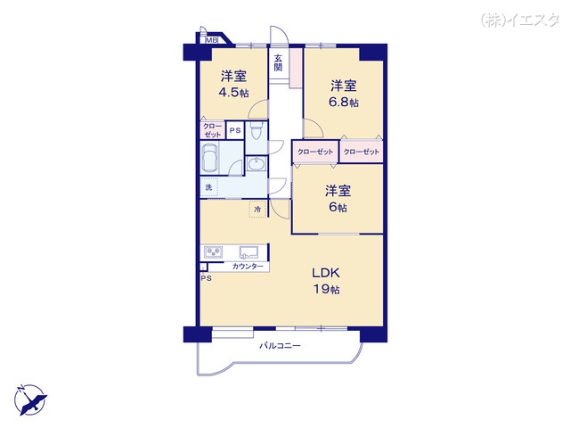愛知県日進市栄5丁目のマンション『ダイアパレス日進』 3LDK間取図 ※図面と異なる場合は現況を優先