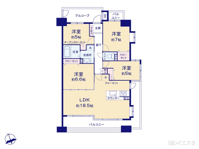 愛知県長久手市鴨田のマンション『ファミール藤ヶ丘2番館』 4LDK間取図 ※図面と異なる場合は現況を優先