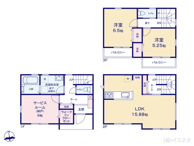 愛知県名古屋市守山区廿軒家の新築戸建て 2SLDK間取図 ※図面と異なる場合は現況を優先