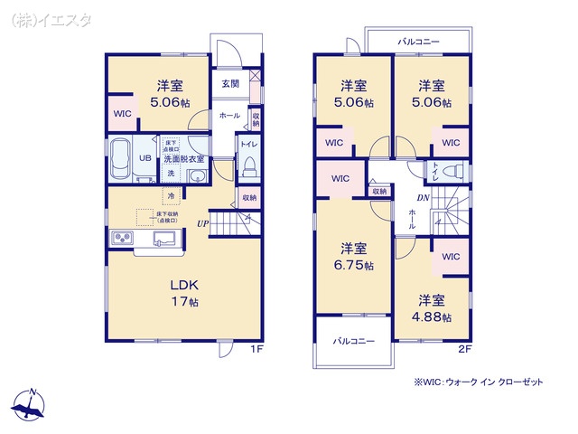 愛知県名古屋市守山区笹ヶ根３丁目の新築戸建て 5LDK間取図 ※図面と異なる場合は現況を優先
