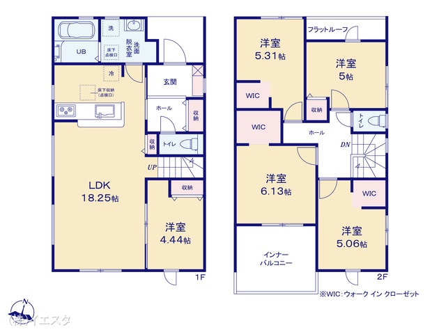 愛知県名古屋市守山区笹ヶ根３丁目の新築戸建て 5LDK間取図 ※図面と異なる場合は現況を優先