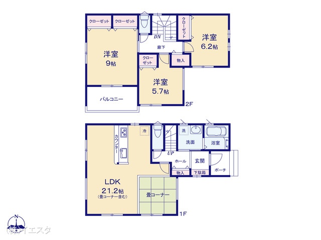 愛知県春日井市坂下町５丁目の新築戸建て 3LDK間取図 ※図面と異なる場合は現況を優先