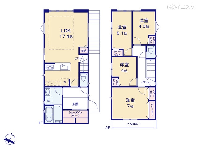愛知県名古屋市名東区よもぎ台３丁目の新築戸建て 4LDK間取図 ※図面と異なる場合は現況を優先