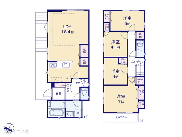 愛知県名古屋市名東区よもぎ台３丁目の新築戸建て 4LDK間取図 ※図面と異なる場合は現況を優先