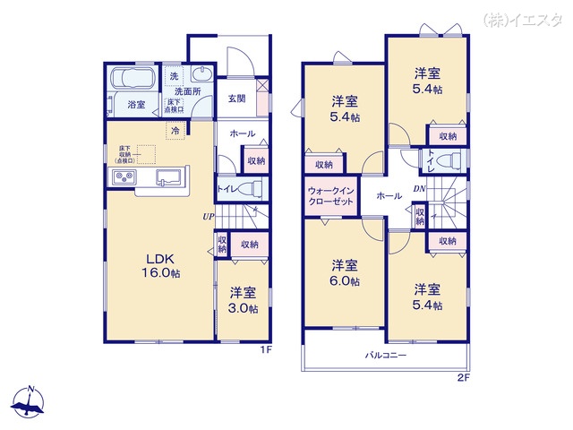 愛知県春日井市熊野町の新築戸建て 5LDK間取図 ※図面と異なる場合は現況を優先