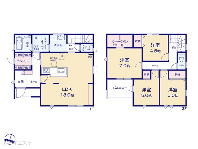 愛知県春日井市高森台６丁目の新築戸建て 4LDK間取図 ※図面と異なる場合は現況を優先