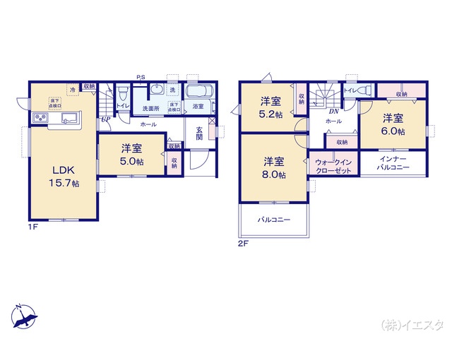 愛知県春日井市坂下町２丁目の新築戸建て 4LDK間取図 ※図面と異なる場合は現況を優先