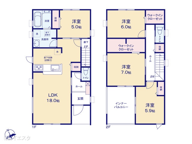 愛知県春日井市坂下町２丁目の新築戸建て 4LDK間取図 ※図面と異なる場合は現況を優先