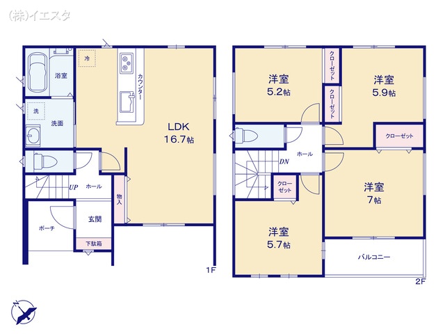 愛知県尾張旭市南原山町赤土の新築戸建て 4LDK間取図 ※図面と異なる場合は現況を優先
