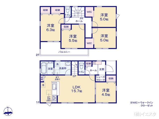 愛知県春日井市西高山町3丁目の新築戸建て 5LDK間取図 ※図面と異なる場合は現況を優先