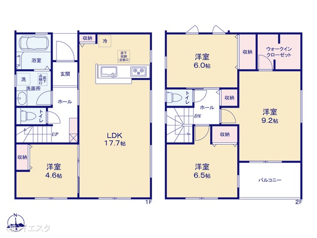 愛知県春日井市西高山町３丁目の新築戸建て 4LDK間取図 ※図面と異なる場合は現況を優先