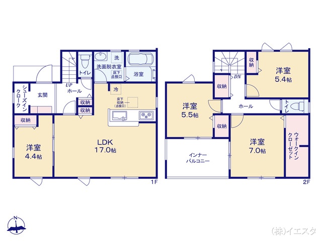 愛知県尾張旭市東印場町二反田の新築戸建て 4LDK間取図 ※図面と異なる場合は現況を優先