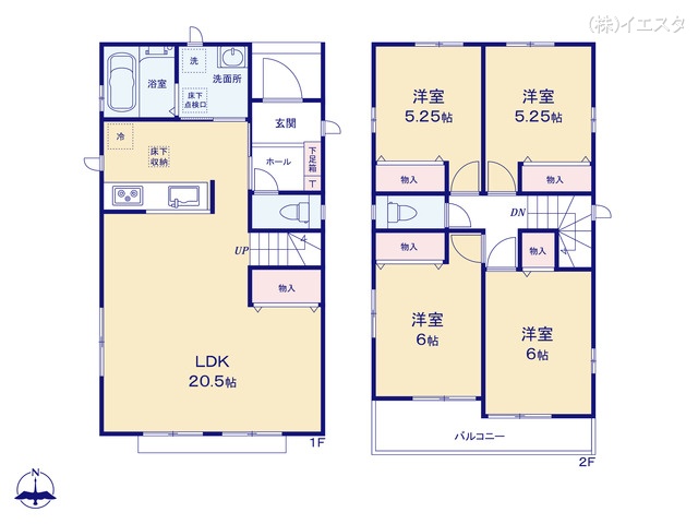 愛知県名古屋市守山区川北町の新築戸建て 4LDK間取図 ※図面と異なる場合は現況を優先
