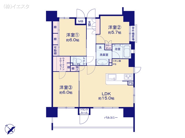 愛知県名古屋市守山区竜泉寺１丁目のマンション『グリーンベル小幡緑地』 3LDK間取図 ※図面と異なる場合は現況を優先