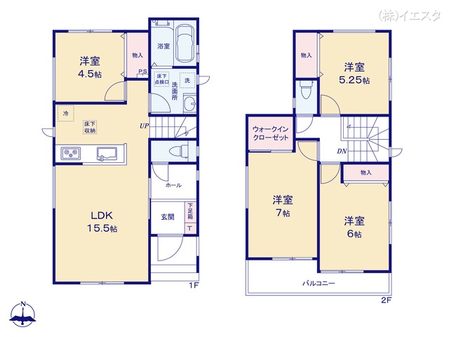 愛知県名古屋市名東区猪子石2丁目の新築戸建て 4LDK間取図 ※図面と異なる場合は現況を優先