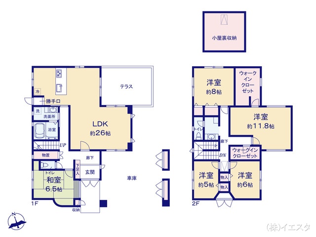 愛知県長久手市丁子田の中古戸建て 5SLDK間取図 ※図面と異なる場合は現況を優先