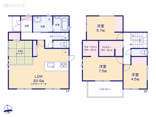 愛知県春日井市高座台３丁目の新築戸建て 3LDK間取図 ※図面と異なる場合は現況を優先
