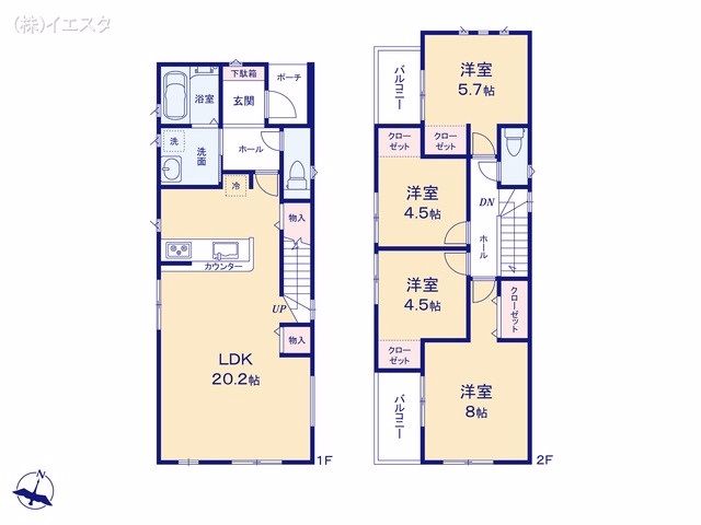 愛知県春日井市林島町4丁目の新築戸建て 4LDK間取図 ※図面と異なる場合は現況を優先